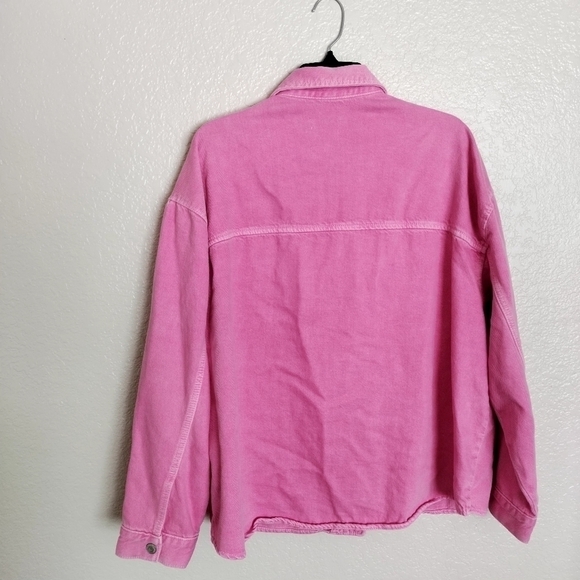 Zara Pink Oversized Denim Jacket | Shacket Style, Size M - Picture 7 of 8